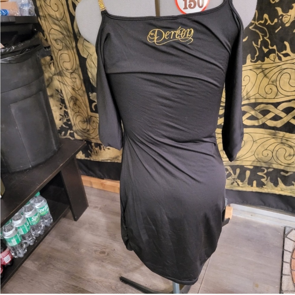 Black and gold off shoulder 3/4 sleeves nightclub dress size medium